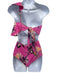 PatBo Size S Fuchsia Pink Nylon Blend One Shoulder One Piece Floral Swimsuit Fuchsia Pink / S