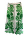 Farm Rio Size XS Green & White Linen Short Sleeve Floral Print Midi Skirt Set Green & White / XS