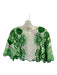 Farm Rio Size XS Green & White Linen Short Sleeve Floral Print Midi Skirt Set Green & White / XS