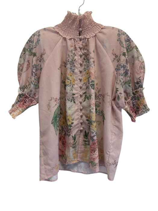 Hausen Size S Light Pink & Multi Polyester Short Puff Sleeve Buttons Short Set Light Pink & Multi / S
