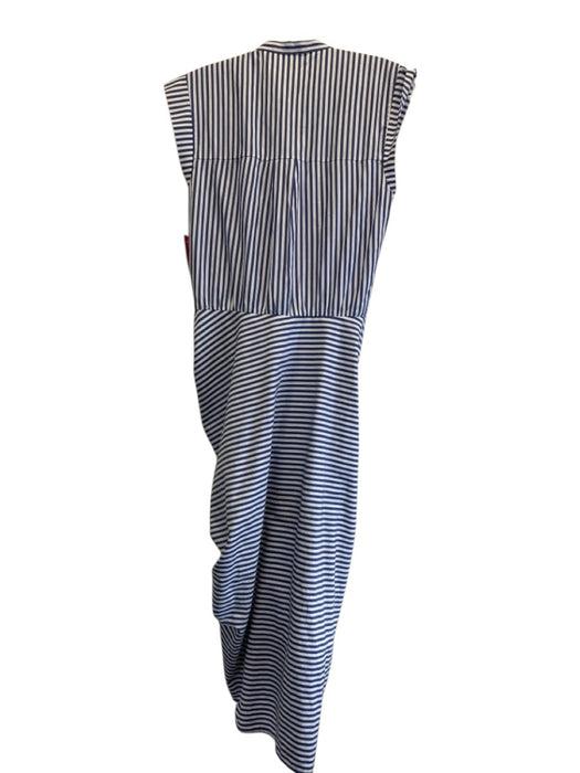 Veronica Beard Size 4 Blue & White Cotton Cap Sleeve Stripe Ruched Front Dress Blue & White / 4