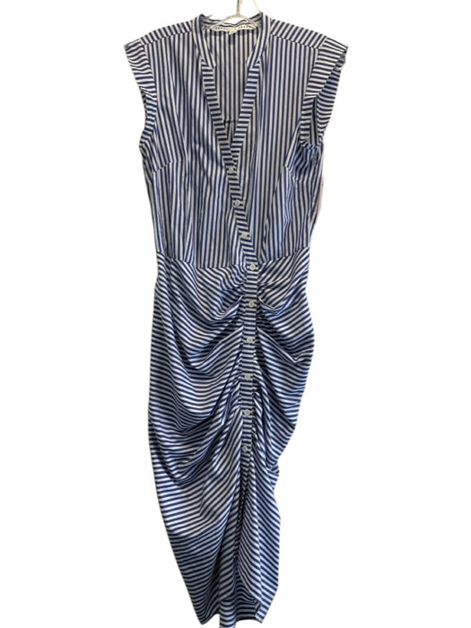 Veronica Beard Size 4 Blue & White Cotton Cap Sleeve Stripe Ruched Front Dress Blue & White / 4