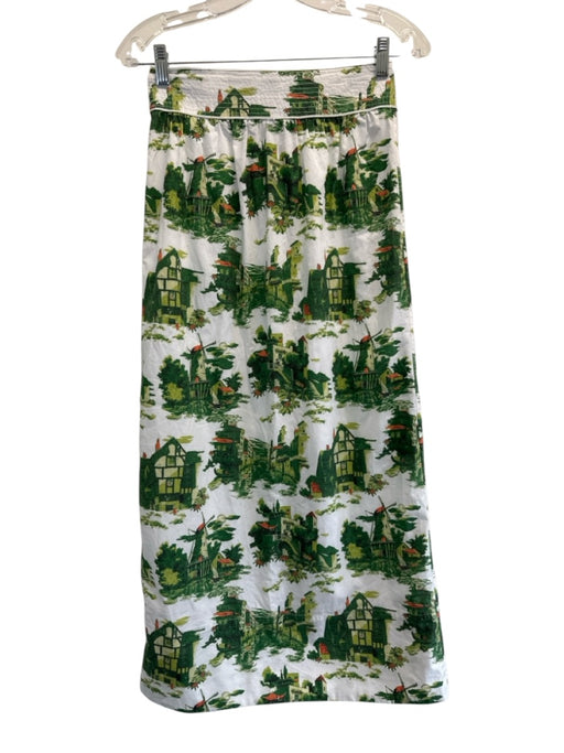Cara Cara Size XS White, Green, Orange Cotton Maxi Graphic Crop Skirt Set White, Green, Orange / XS
