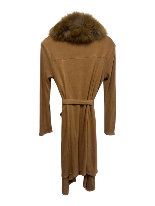 Alice + Olivia Size XS Tan Brown Long Sleeve Open Front Fur trim Sweater Tan Brown / XS