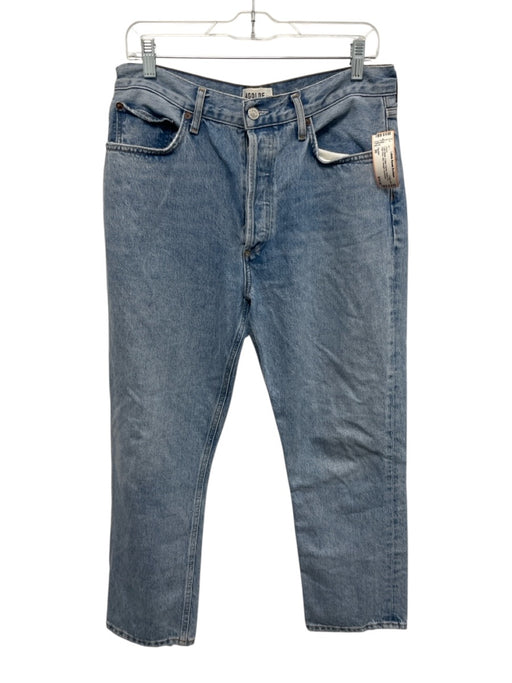 Agolde Size 30 Light Wash Cotton Denim Button Fly High Rise Slim Straight Jeans Light Wash / 30