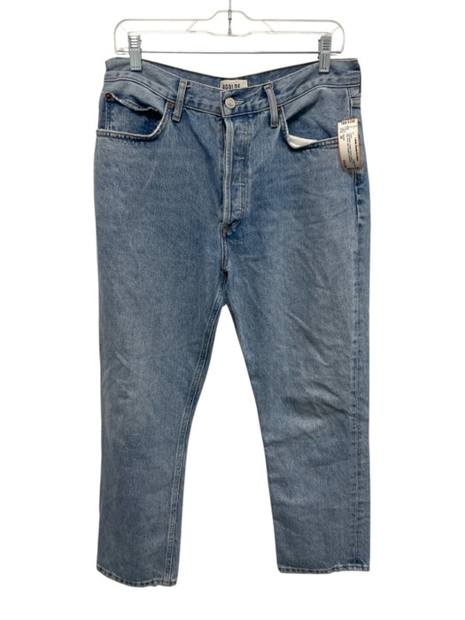 Agolde Size 30 Light Wash Cotton Denim Button Fly High Rise Slim Straight Jeans Light Wash / 30