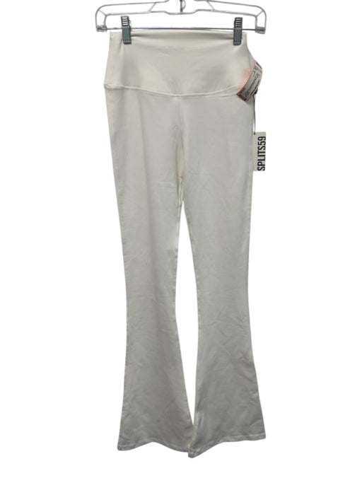 Splits 59 Size S White Nylon & Spandex Mid Rise Flare Leg Wide Waistband Pants White / S