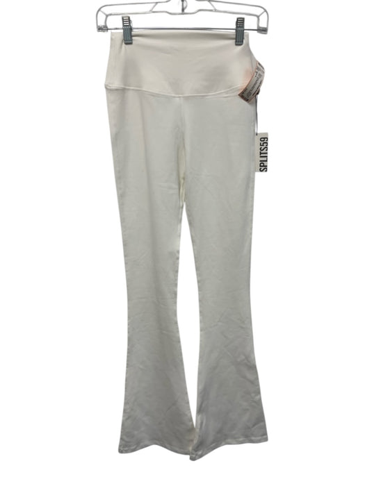 Splits 59 Size S White Nylon & Spandex Mid Rise Flare Leg Wide Waistband Pants White / S