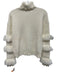 Jonathan Simkhai Size S Cream White Wool Fringe Turtleneck Knit Sweater Cream White / S