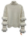 Jonathan Simkhai Size S Cream White Wool Fringe Turtleneck Knit Sweater Cream White / S
