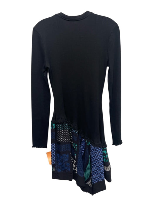 Derek Lam 10 Crosby Size 4 Black, Green, Blue Cotton & Polyester Rib Knit Dress Black, Green, Blue / 4