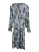 Ganni Size 32 Blue, Purple, Green Cotton Long puff sleeve Floral Print Dress Blue, Purple, Green / 32