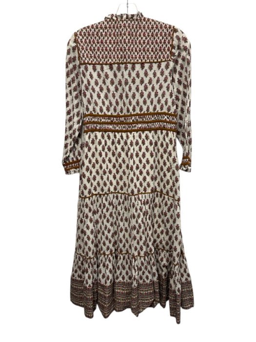 Veronica Beard Size 0 White, Brown, Pink Cotton Long Sleeve Floral Print Dress White, Brown, Pink / 0