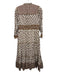 Veronica Beard Size 0 White, Brown, Pink Cotton Long Sleeve Floral Print Dress White, Brown, Pink / 0