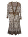 Veronica Beard Size 0 White, Brown, Pink Cotton Long Sleeve Floral Print Dress White, Brown, Pink / 0
