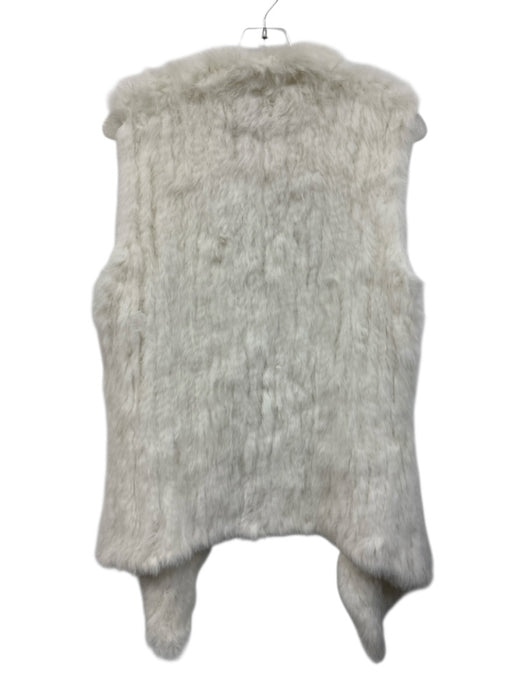 Tyler Boe Size XS White Rabbit Fur Sleeveless Knit Open Front Vest White / XS
