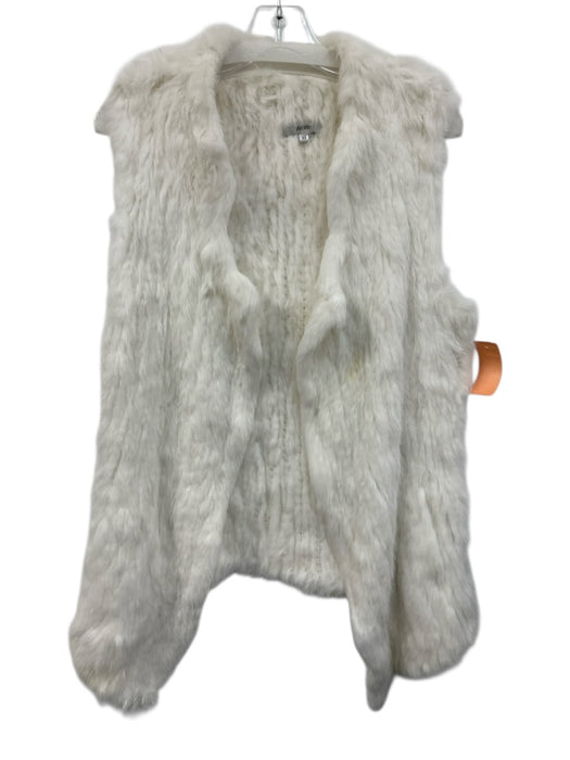 Tyler Boe Size XS White Rabbit Fur Sleeveless Knit Open Front Vest White / XS