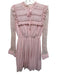 Self Portrait Size 4 Pink Polyester Floral Eyelet Lace Long Sleeves Mini Dress Pink / 4