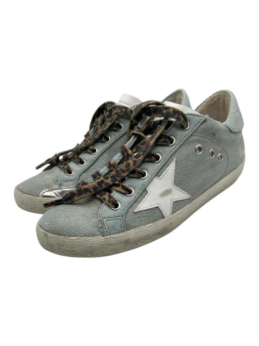Golden Goose Shoe Size 39 Blue, White, Multi Canvas Metallic Thread Sneakers Blue, White, Multi / 39