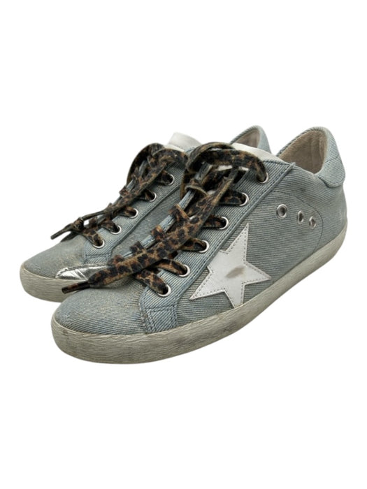Golden Goose Shoe Size 39 Blue, White, Multi Canvas Metallic Thread Sneakers Blue, White, Multi / 39