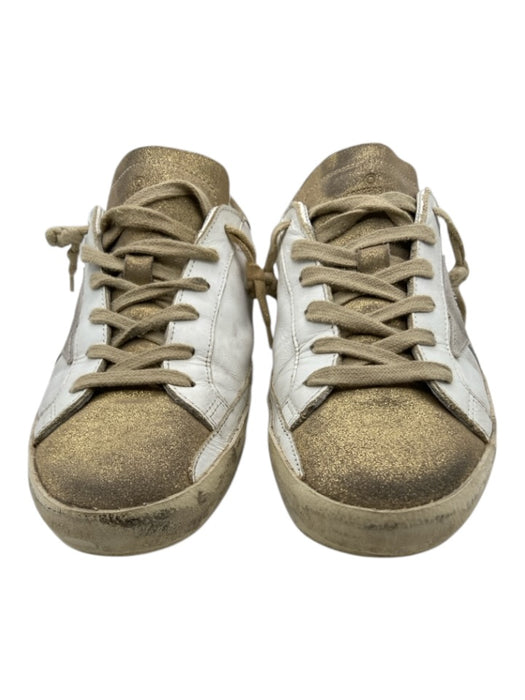 Golden Goose Shoe Size 39 White, Gold, Gray Leather Metallic Accent Sneakers White, Gold, Gray / 39