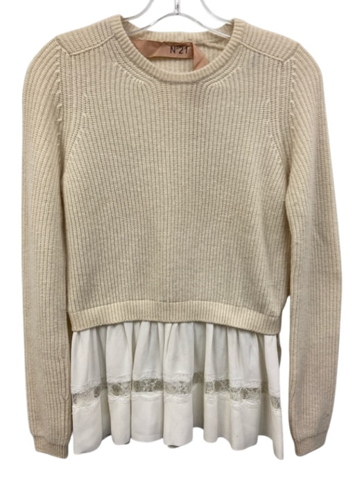 N 21 Size XS Cream Wool Mixed Fabric Lace Detail Sweater Cream / XS