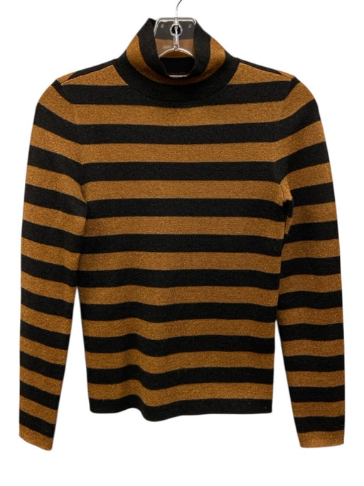 Alice + Olivia Size XS Gold & Black Wool Blend Stripe Metallic Thread Top Gold & Black / XS