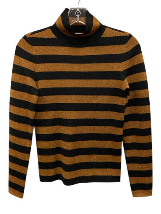 Alice + Olivia Size XS Gold & Black Wool Blend Stripe Metallic Thread Top Gold & Black / XS