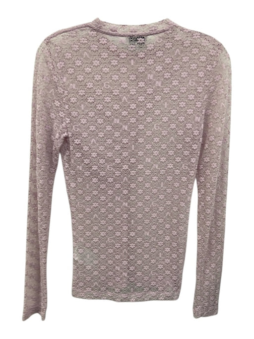 Ganni Size S Pink Poly Blend Lace Long Sleeve Ruched Top Pink / S
