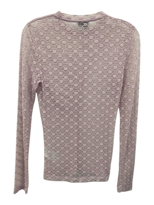 Ganni Size S Pink Poly Blend Lace Long Sleeve Ruched Top Pink / S
