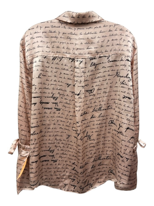 Cinq a Sept Size S Pink & Black Silk Printed Button Front Long Sleeve Top Pink & Black / S