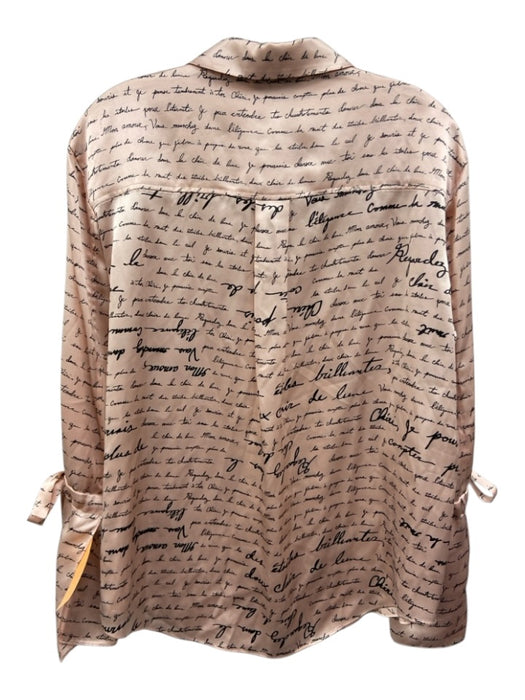 Cinq a Sept Size S Pink & Black Silk Printed Button Front Long Sleeve Top Pink & Black / S