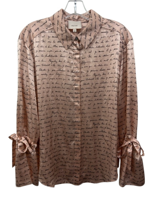 Cinq a Sept Size S Pink & Black Silk Printed Button Front Long Sleeve Top Pink & Black / S