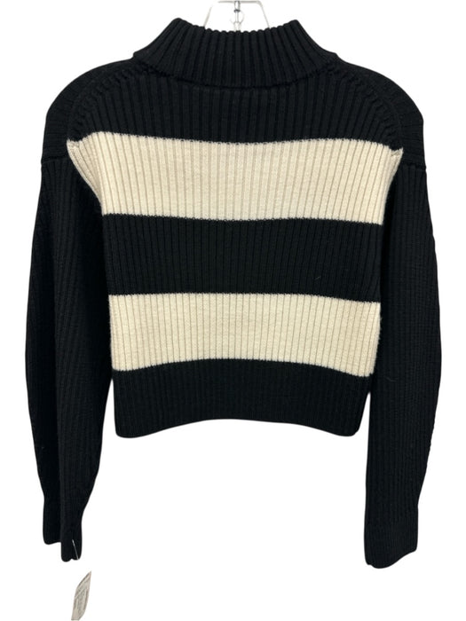Tibi Size XXS/XS Black & White Wool Striped Long Sleeve high neck Skirt Set Black & White / XXS/XS