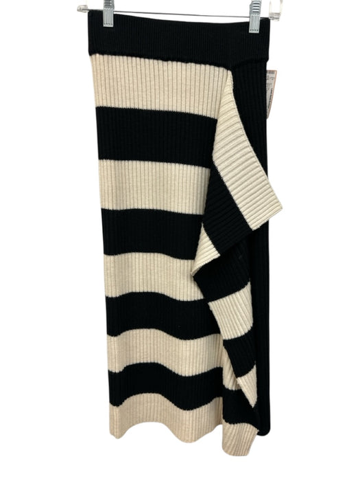 Tibi Size XXS/XS Black & White Wool Striped Long Sleeve high neck Skirt Set Black & White / XXS/XS