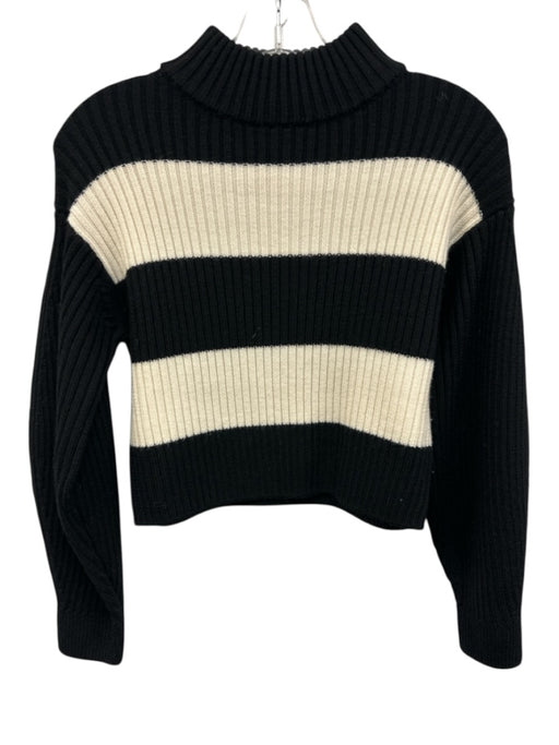 Tibi Size XXS/XS Black & White Wool Striped Long Sleeve high neck Skirt Set Black & White / XXS/XS