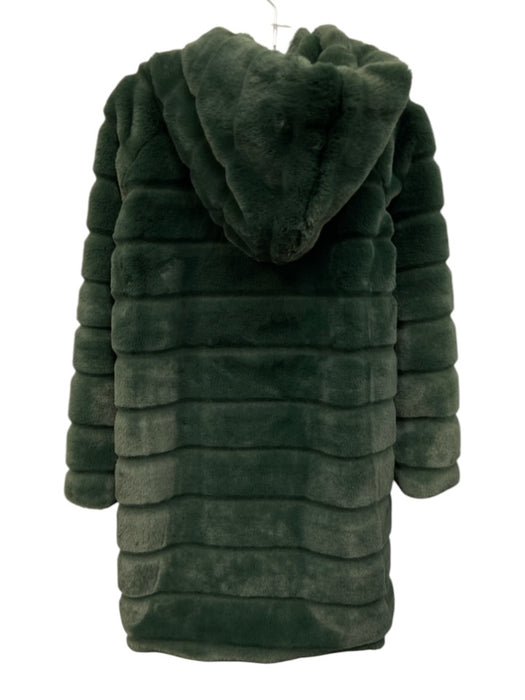 APPARIS Size Small Dark Green Polyester Faux Fur Tiered Snap Button Front Coat Dark Green / Small