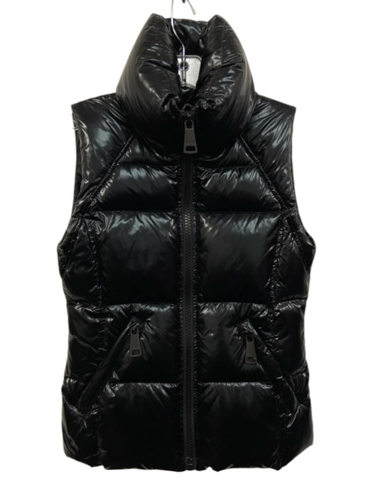 SAM. Size Small Black Nylon Zip Front Quilted goose down Collar Vest Black / Small