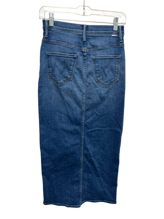 Mother Size 25 Medium Wash Cotton Denim High Rise Front Slit Whiskering Skirt Medium Wash / 25