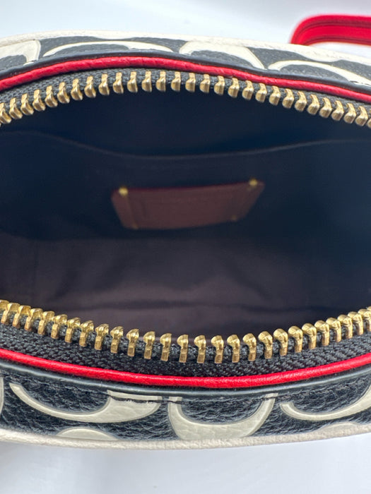 Coach x Keith Haring Red, Black & White Leather Graphic Zip Close Crossbody Bag