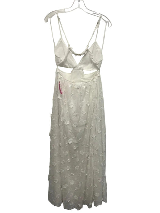 Milly Cabana Size M White Polyester Floral Applique Sleeveless Open Back Dress