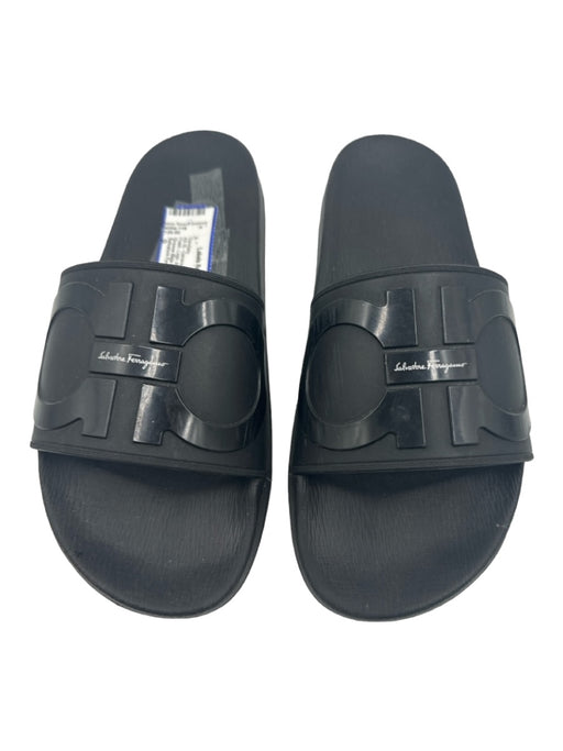 Salvatore Ferragamo Shoe Size 9 Black Silicone & Foam Logo slides Mule Sandals Black / 9