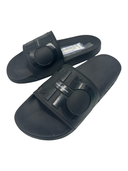 Salvatore Ferragamo Shoe Size 9 Black Silicone & Foam Logo slides Mule Sandals Black / 9