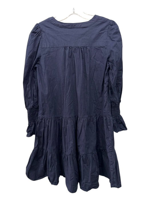 Pomander Place Size Small Navy Blue Cotton Long Sleeve smocked Tiered Dress Navy Blue / Small