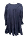 Pomander Place Size Small Navy Blue Cotton Long Sleeve smocked Tiered Dress Navy Blue / Small