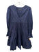 Pomander Place Size Small Navy Blue Cotton Long Sleeve smocked Tiered Dress Navy Blue / Small