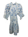 Juliet Dunn Size 2 Baby Blue & White Cotton Short Sleeve Floral Dress Baby Blue & White / 2