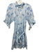 Juliet Dunn Size 2 Baby Blue & White Cotton Short Sleeve Floral Dress Baby Blue & White / 2