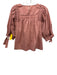 Sea New York Size L Light Orange Cotton 3/4 Balloon Sleeve Ruched Detail Top Light Orange / L