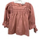 Sea New York Size L Light Orange Cotton 3/4 Balloon Sleeve Ruched Detail Top Light Orange / L